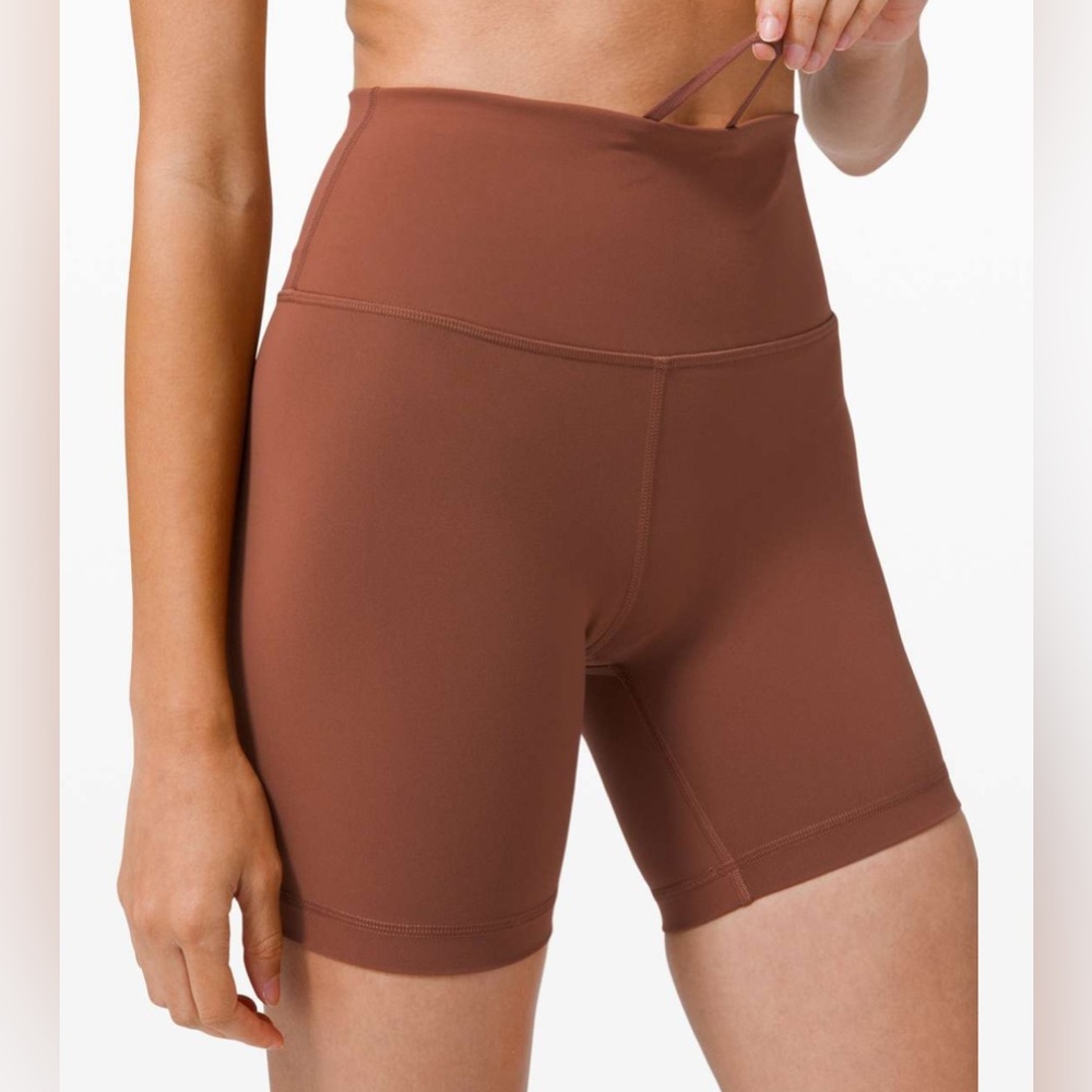 lululemon athletica High-Rise Athletic Bike Shorts in Rust Brown
